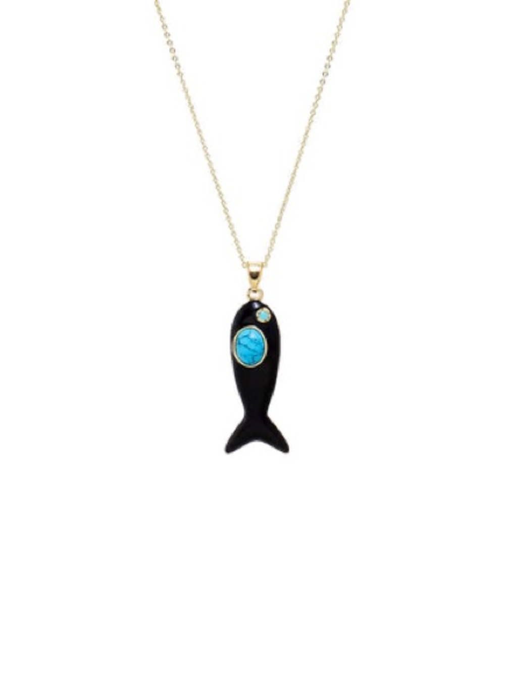 Enamel & Turquoise Fish Charm Necklace - Picture 2 of 3